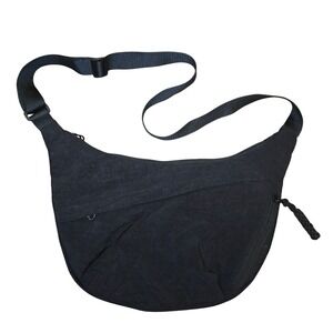 VTG Black Ripstop Nylon Crossbody Shoulder Handbag‎ Sling Travel Utility Pocket